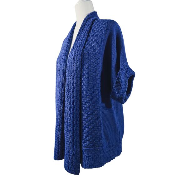 EUC Ruby Rd. Cozy Open Front Chunky Textured Knit Cardigan Sz. 1X [16-18] Blue - Picture 1 of 13